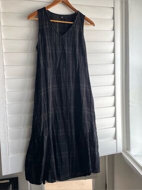Tulip Sleeveless Black & White Cotton Summer Dress with Side Pockets size Small